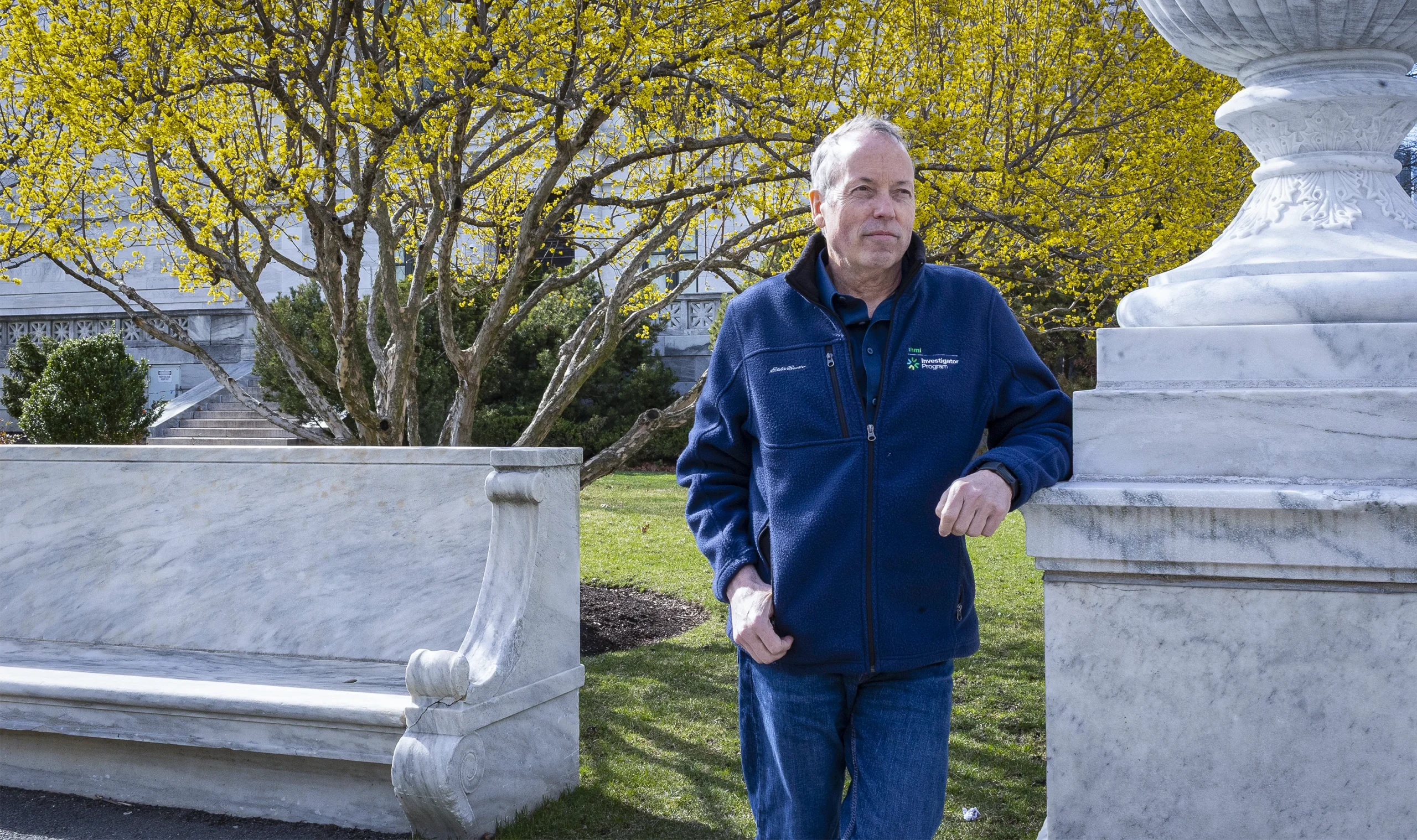 Ginty on the campus of Harvard Medical School.